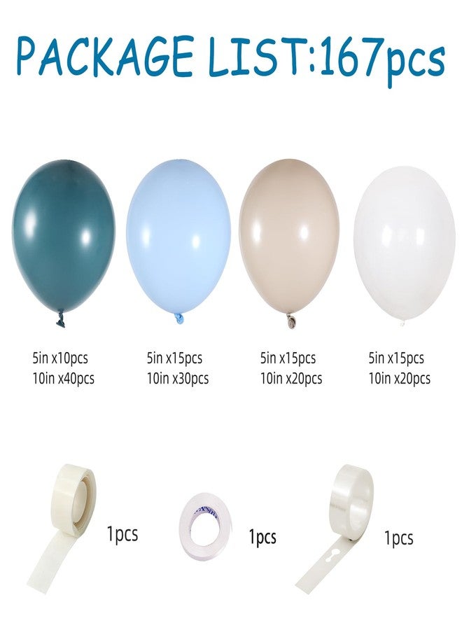 Vztipki Dusty Blue Balloon Garland Kit - 167pcs Balloon Arch kit with Dusty Blue, Sand White, White Balloons - Perfect for Shower Wedding Birthday Party Decoration - Image 2